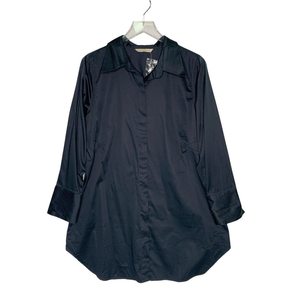 Soft Surroundings Black Oversized Long Sleeve Shirt Dress Tunic XL Pockets *flaw
